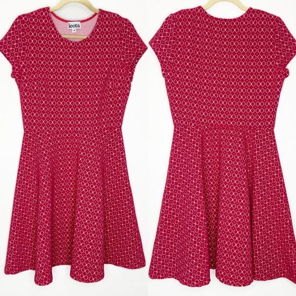 NWOT Leota Ursula Bellissimo Pink Short Sleeve Textured Knit Fit and Flare Dress - Picture 2 of 12